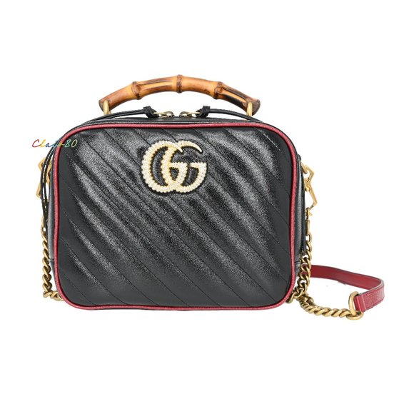 Gucci Handbags - Gucci GG Marmont Matelassé Leather Bamboo Top Handle Bag/ Shoulder Bag